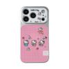 large window pink checkered three hello kitty