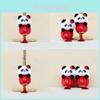 Adorable Lantern Panda Plush Toy Keychain Cute Fuzzy Stuffed Animal Accessory