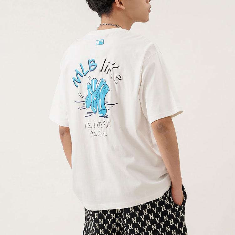 New MLB T Shirts Unisex Ivory White 3ATSL1023-50IVS