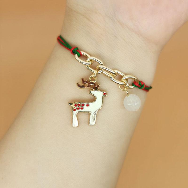 Charm Weave Lanový přívěsek Náramek Elk Sněhulák Slitina Řetízek Nový rok Vánoční dárek Šperky