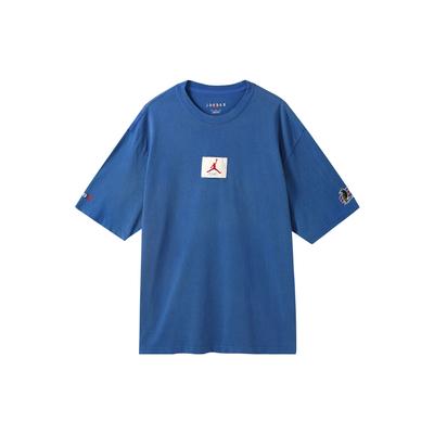X Two 18 Collaborative Logo Patch Pullover Crew Neck Short Sleeve T-Shirt Men Tops Royal-Blue DV6963-477