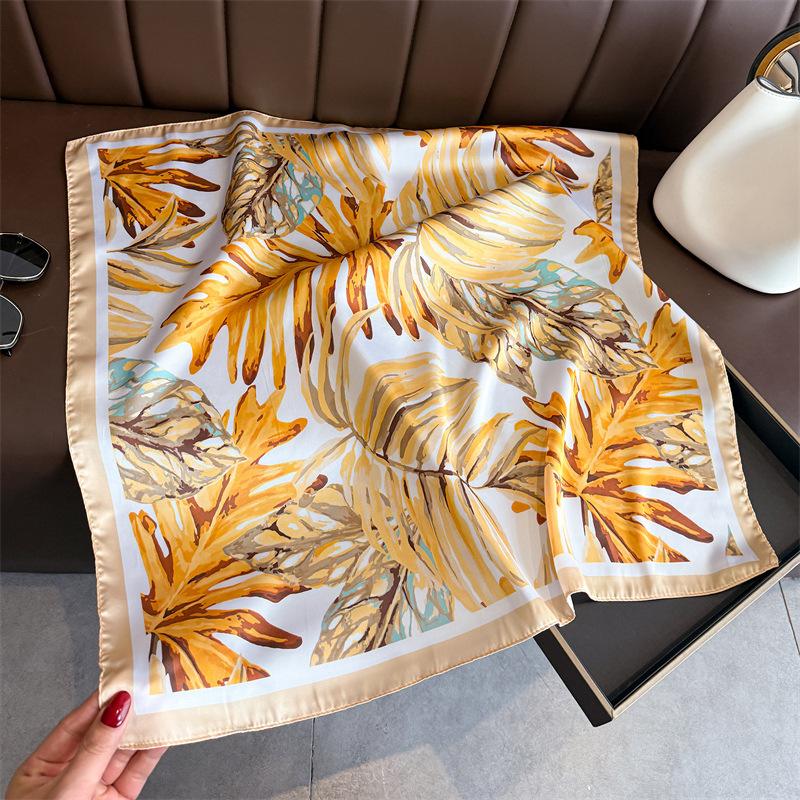 Holiday Casual Printing Simulation Silk Scarf Square Scarf High-end Shawl Sunscreen Neck Small Square Scarf Headscarf Female