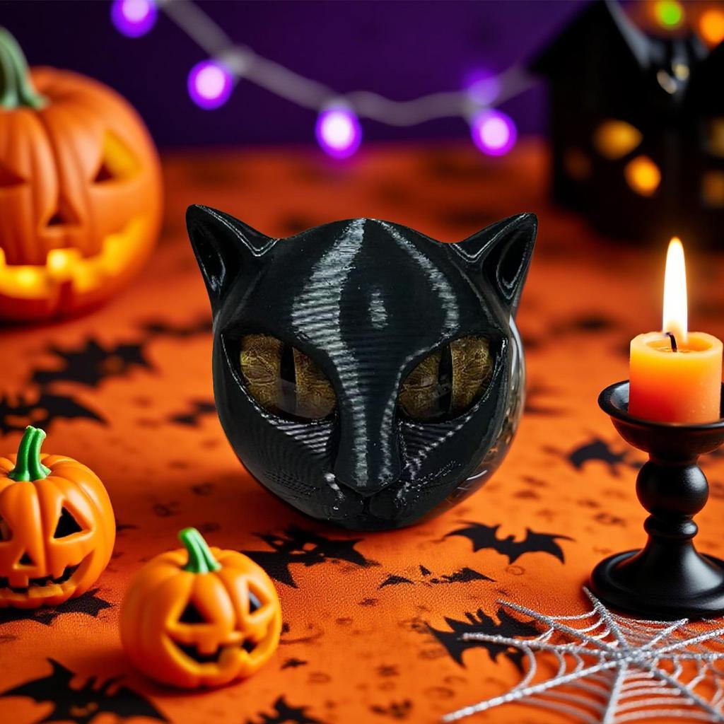 Cat Head Sculpture Cat Decor Kitten Art Piece Desk Decorations Cat Keepsake Gift Office Home Desktop Decoration for Halloween