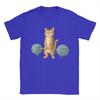 Fun Cat Weightlifting Yarn Barbell Fitness TShirt for Unisex O Neck Pure Cotton T Shirts  Short Sleeve Tee Shirt Summer Clothing