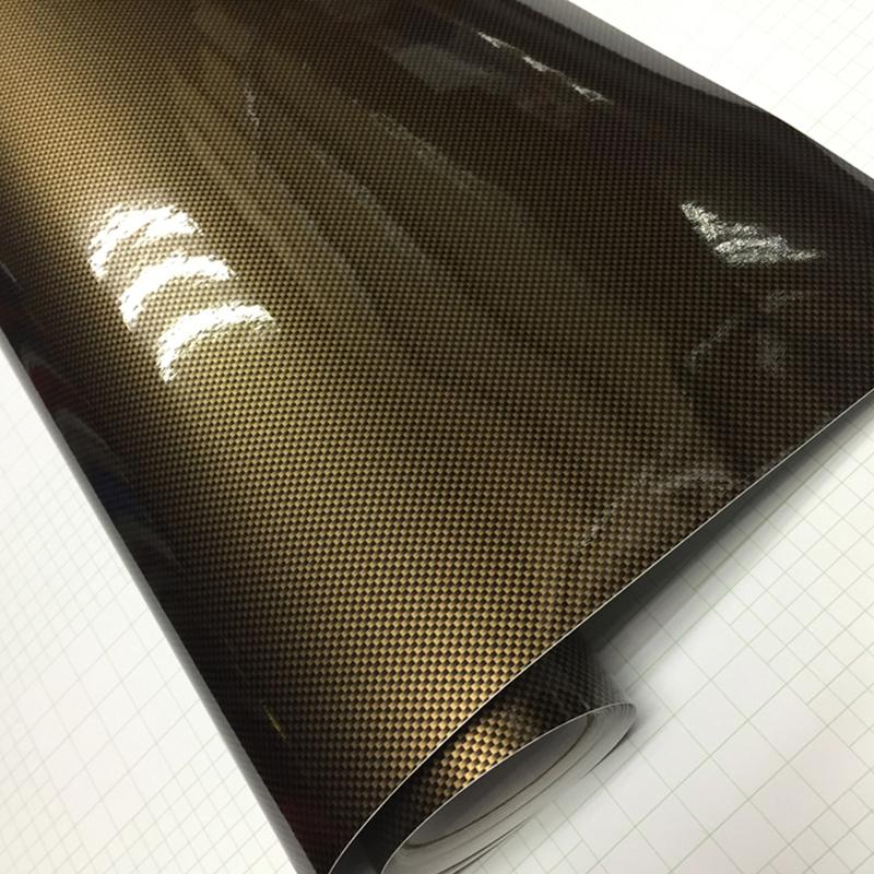 10/20/30/40/50/58X152CM Gold square 2D Car Sticker Carbon Fiber Film DIY Vinyl Film Auto Wrapping Waterproof PVC Covering Film