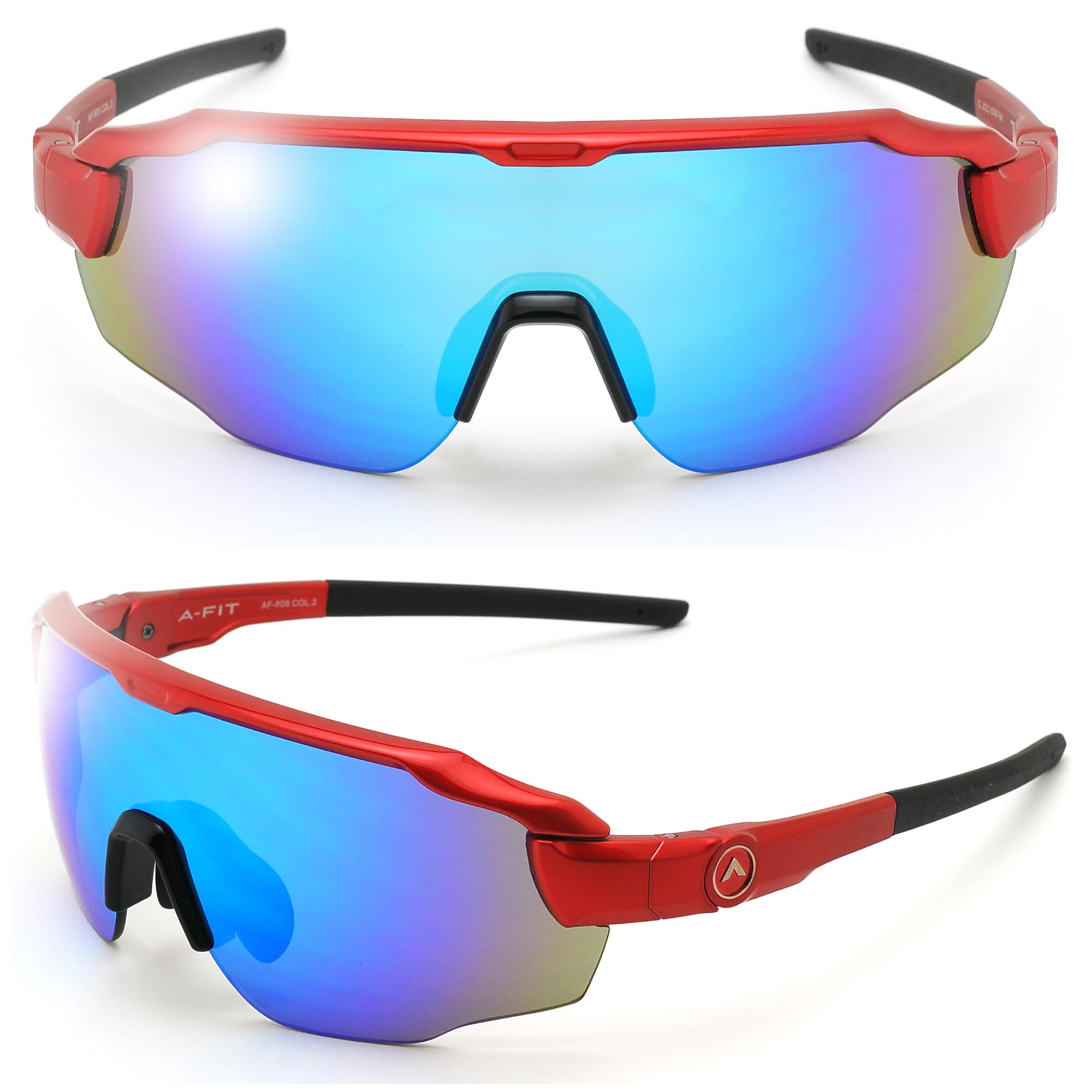 

Afit Sports Sunglasses FIT MASTER Create your ideal fit Ribo Mirror Lens Men s Red/Blue AF-805-C2
