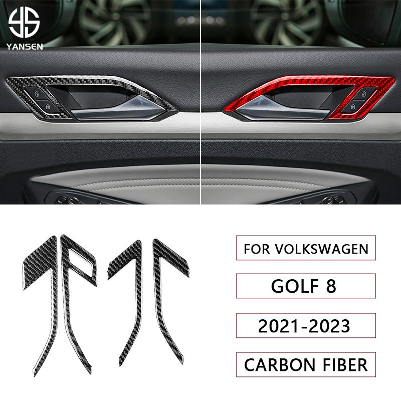 Für Volkswagen Golf 8 GTI MK8 2021-2023 Kohlefaser Innen Türgriff Panel Abdeckung Auto Innenzubehör Dekorativer Aufkleber
