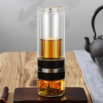 Vaso de Cristal de Doble Capa de Alta Gama para Hombres y Mujeres Vasos de Agua Portátiles Transparentes.