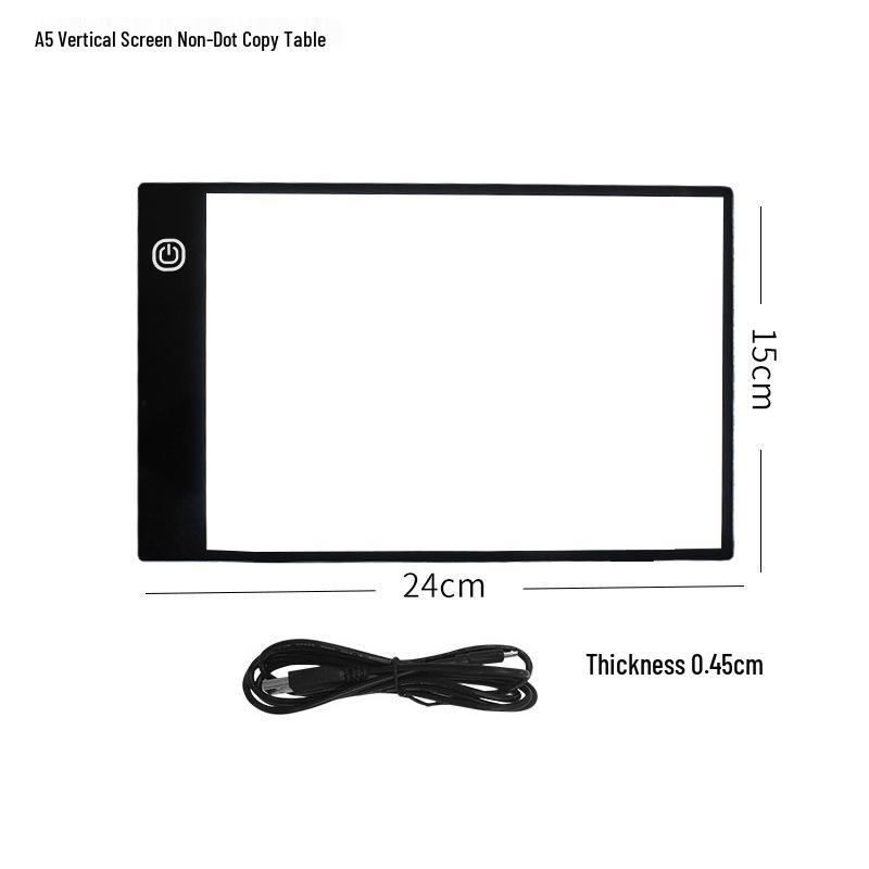 

A3-A5 LED Tracing Board for Anime, Calligraphy, Sketching & Diamond Painting A5 Stepless Dimming, No Grid, +1.5m USB Cable