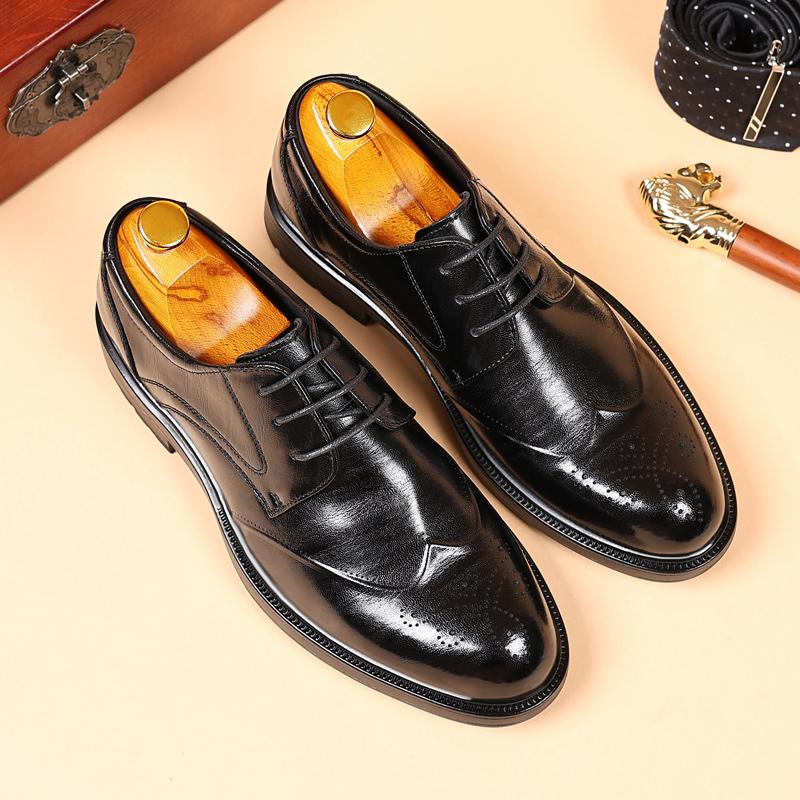 Golden Sapling High Quality Brogues Business Shoes Men Retro Korean Style Leather Oxfords Thick Soles Man Party Dress Shoe Male
