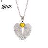 Angelic Charm Necklace Angel Wings Rhinestone Hug Guardian Pendant Blessings