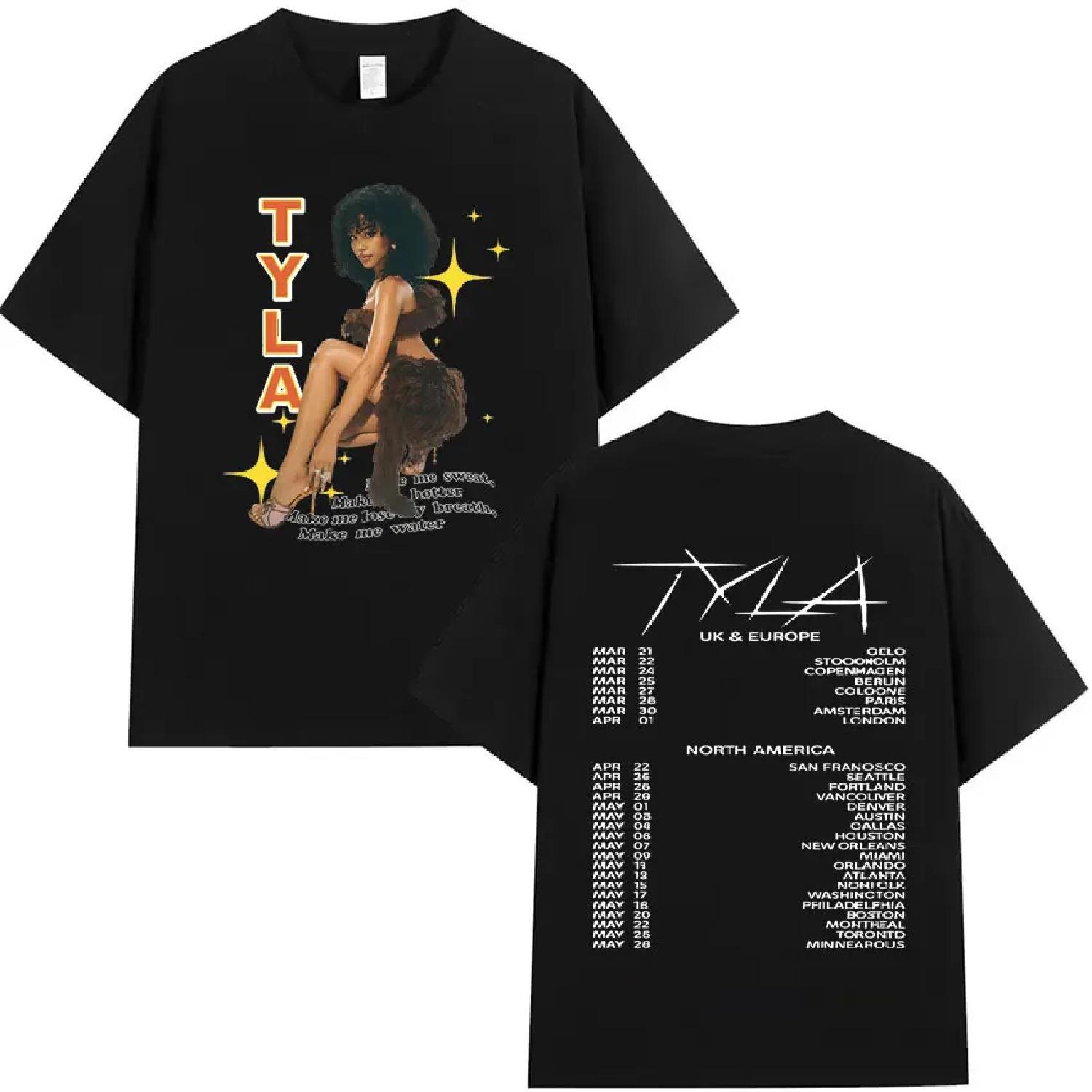 

Hot Sale Trendy Tyla Tour Merch Tee New Graphics T-shirts Summer Men Fashion Graphics Casual Crewneck Short Sleeve Shirts Unisex S чёрный