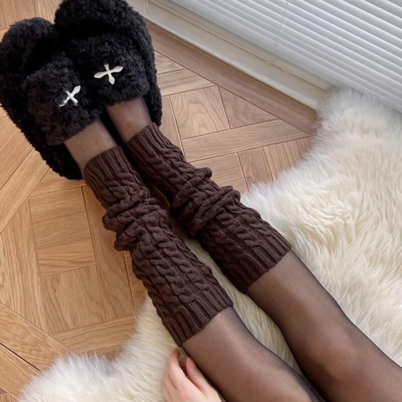 Tude Длинные гетры Зимние вязаные гетры на щиколотку black