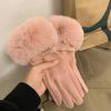 Thick Plush Sleeves Suede Gloves Short Soft And Warm Solid Color Gloves Autumn And Winter Outdoor Cycling Windproof Gloves