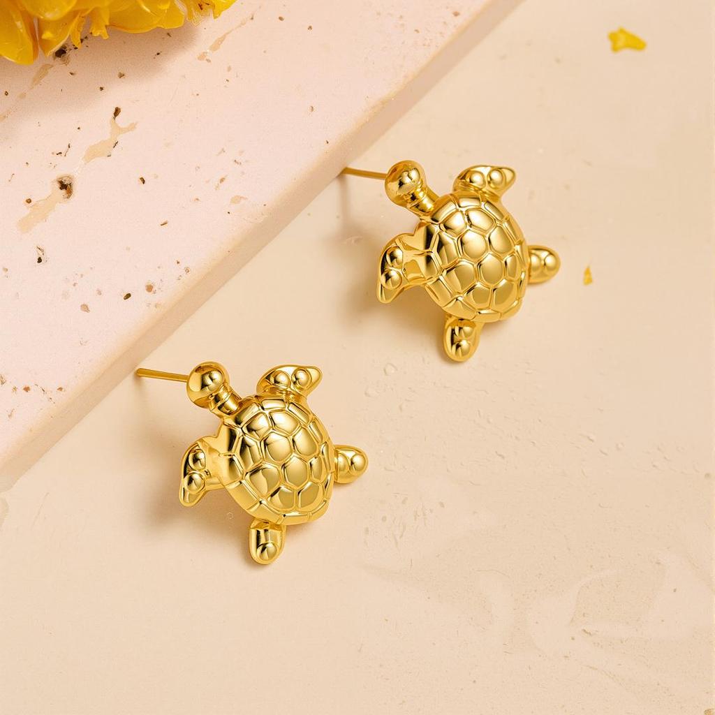 Geometric Irregular 18k Gold Titanium Steel Earrings for Women