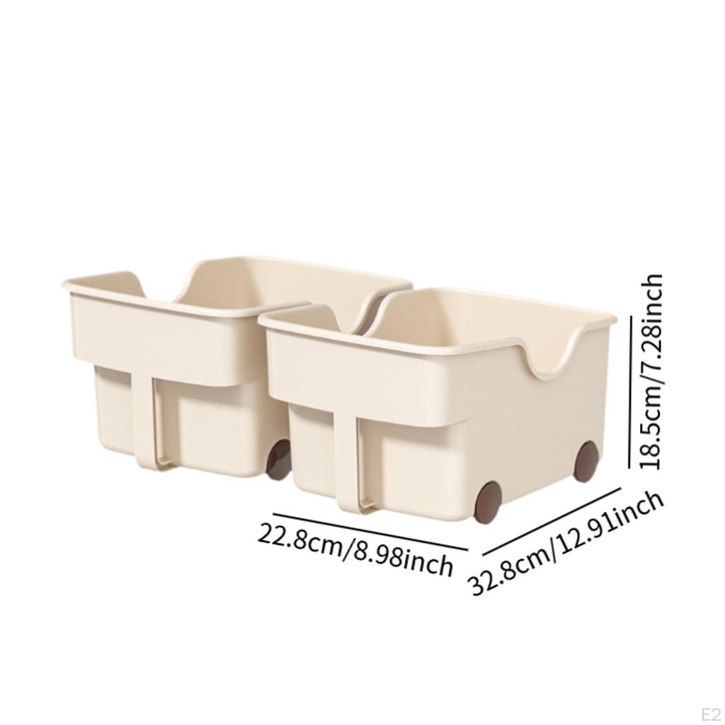 2x Kitchen Cabinet Organizer Sundries Storage Box Bin On Wheels for Under Sink