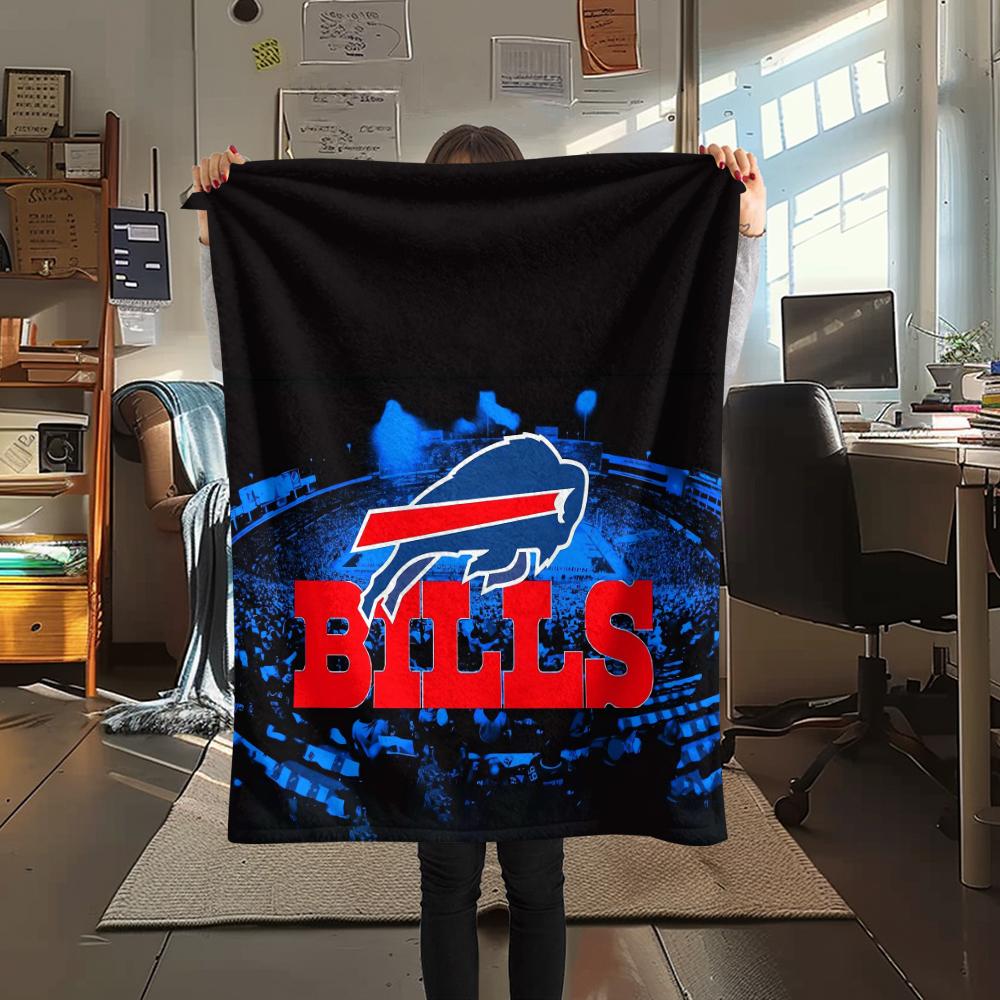 1Pc Buffalo Bills Print Flannel Blanket, High quality Comfortable for All Seasons, Home Decor, Warmth and Comfort, Perfect for Gifts 80cm x 120cm
