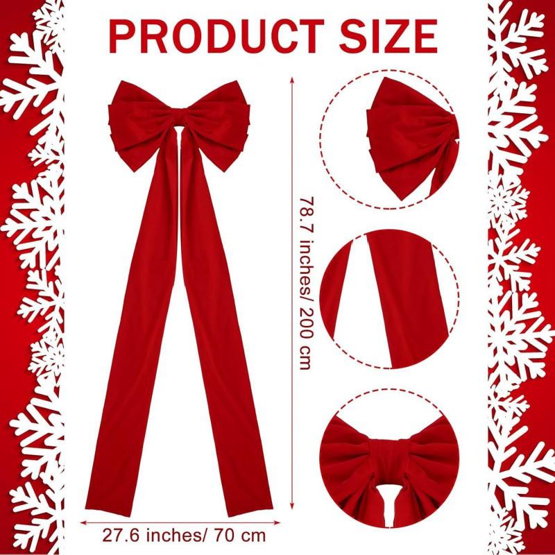 Large Velvet Christmas Bow Decor Indoor Outdoor Hanging Party Wedding Home Festive Decoration