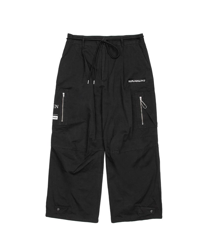 BLACKBLOND Vividi Hidden Guts Logo Wide Cargo Pants (Black)