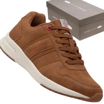Cross Jeans KK1R4004 Men's Brown Leather Sneakers, Sporty