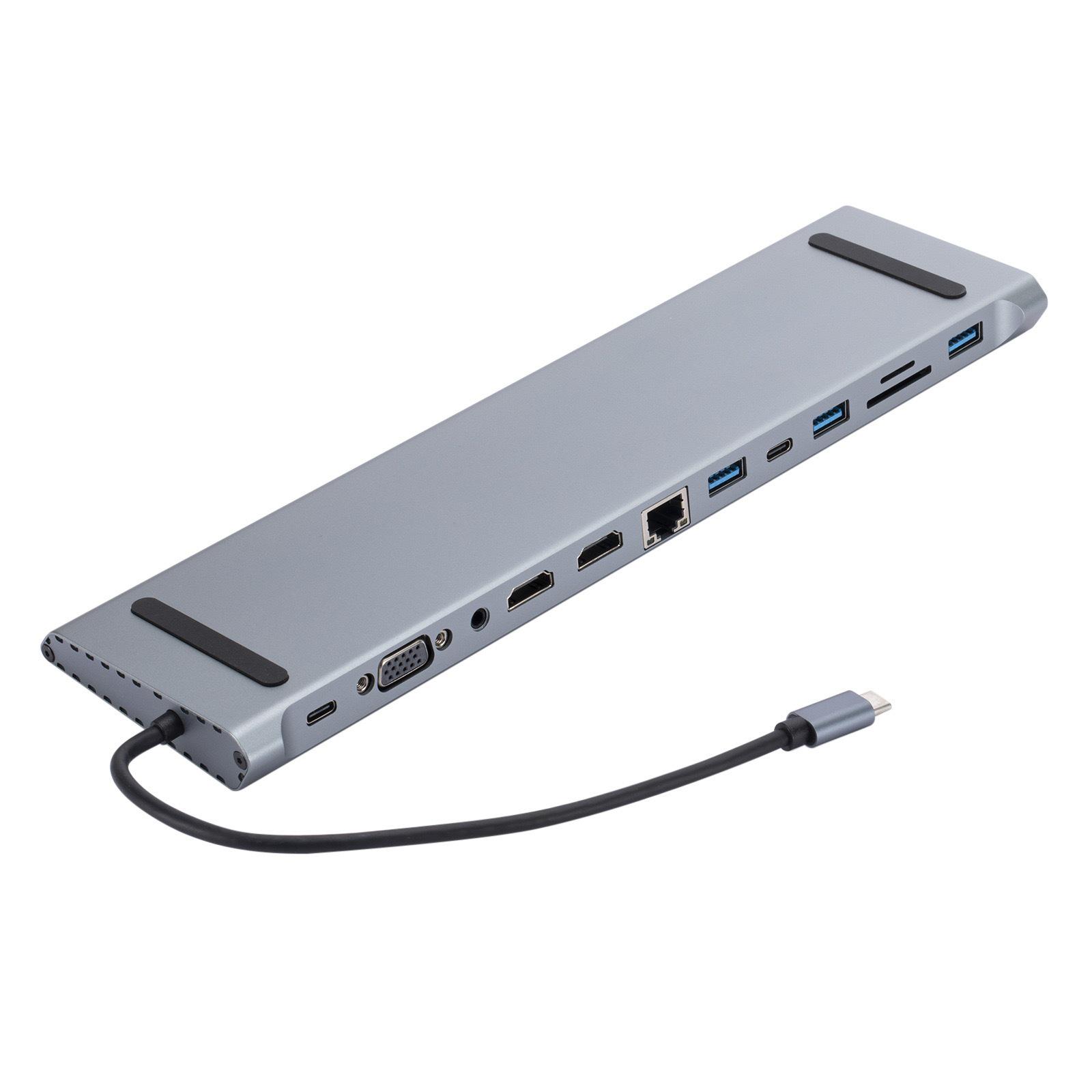 

Twelve-in-One Dual HDMI Docking Station with Gigabit Ethernet and Multifunctional Laptop Stand 100M Ethernet Port Type-C [2 Variants]