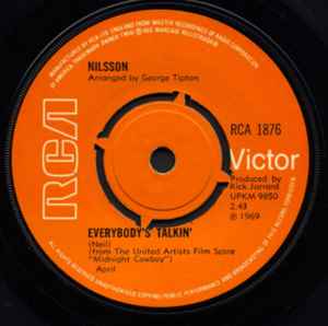 7inch Record NILSSON  Everybodys Talkin RCA1876 RCA VICTOR 1969 UK Rock Used
