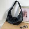Retro Soft Leather Pleated Dumpling Bag Lazy Style Casual Versatile Commuter Shoulder Messenger Bag Horn Women's Bag