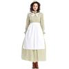 Halloween Costume Womens Prairie Colonial Yellow Floral Dress With Apron Pioneer Outfit