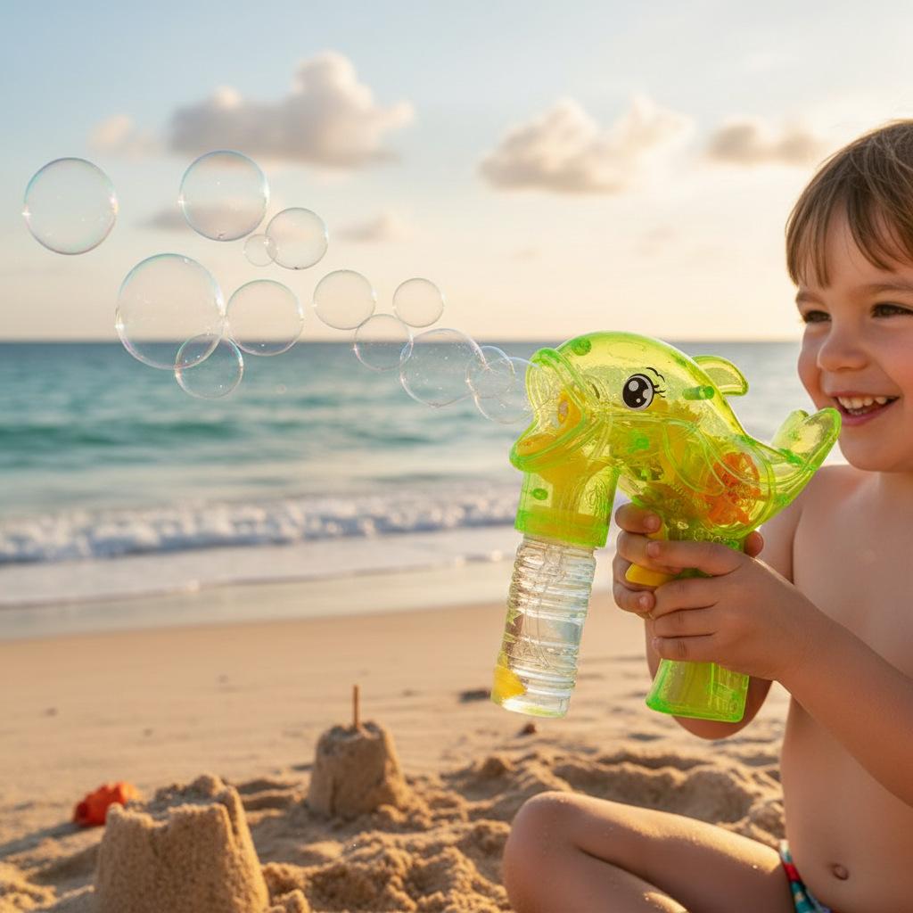 Kids Toy Space Bubble Gun, Handheld Bubble Blower with Lights, Transparent, Formaldehyde-Free Safe