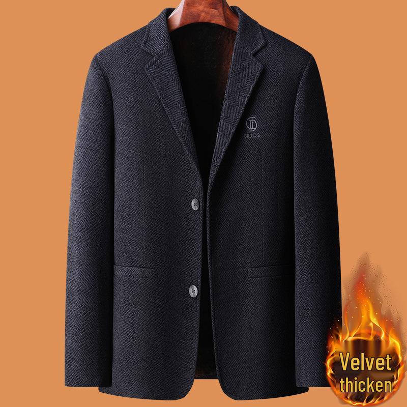 

Men s Autumn/Winter Wool Blazer Set - Middle-Aged & Senior Size 180 (123-138 kg)