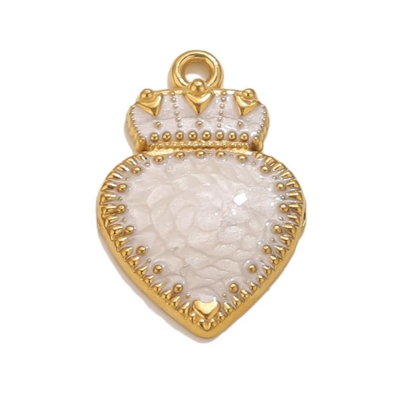 Crown Heart Charm Drop Jewelry Component Stainless Steel Accessories Creative Necklace Earrings Craft Supply белый