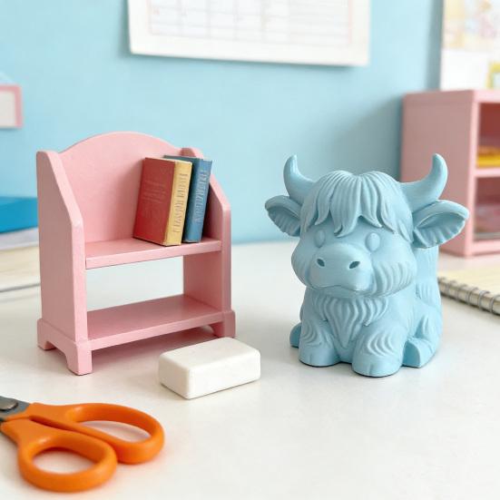 Highland Cow Pen Holder Cute Desk Organizer for Office Dorm Home Multipurpose Makeup Brush Cup Farmhouse Vanity Accessory Gift for Cow Lovers