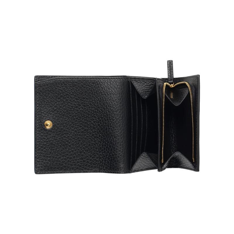 Gucci GG Marmont Presbyopia Logo Short Flap Canvas and Leather Wallet Women's Ebony/Black