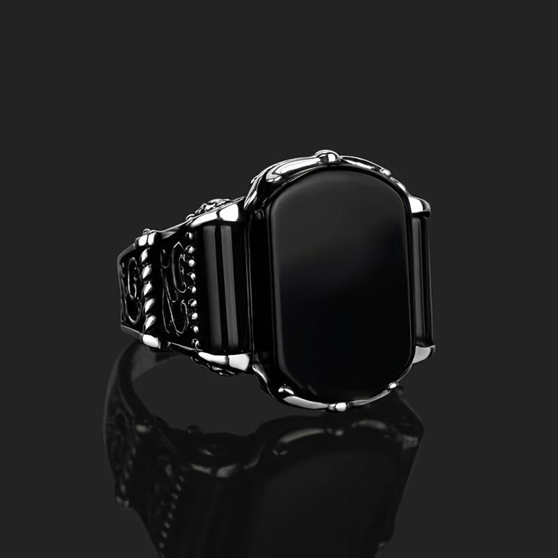 Stylish Men s Punk Ring - Vintage Silvery Alloy with Faux Gemstone Inlay, Perfect for Casual Attire, Street Style 6#