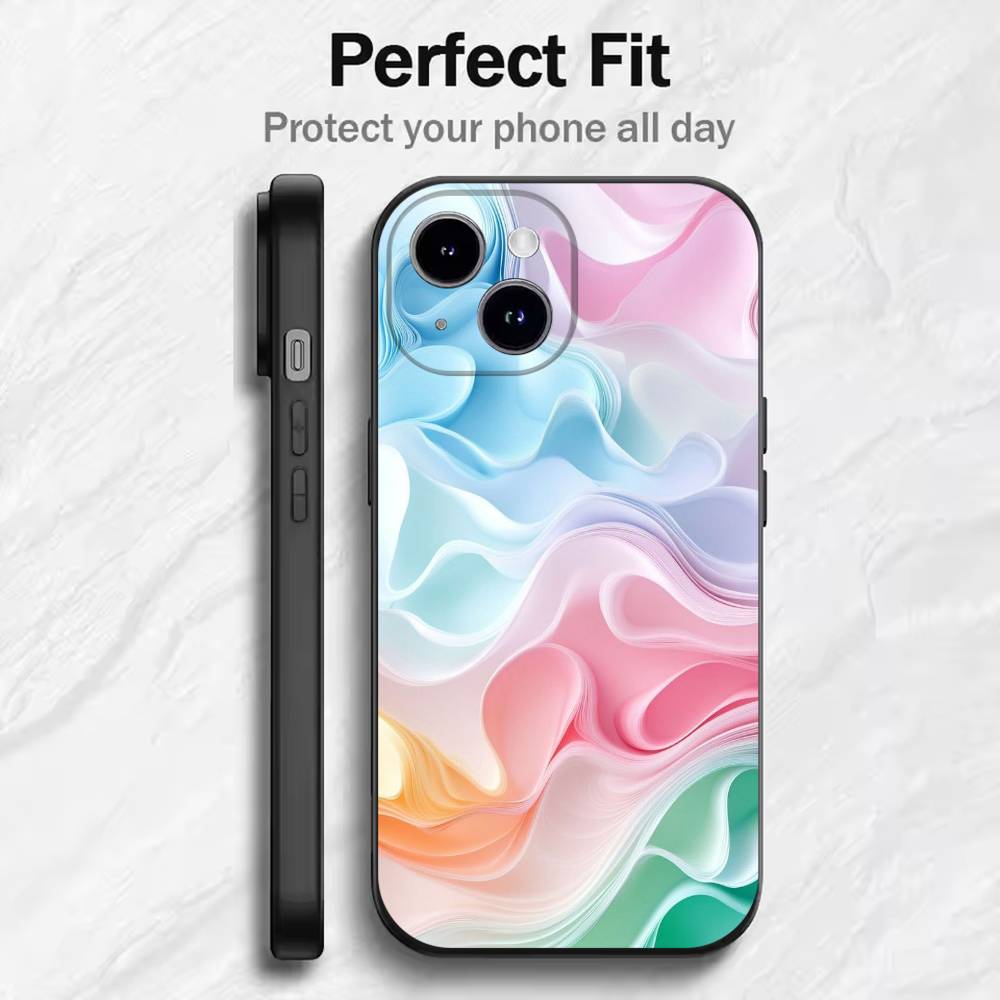 Gradient Silicone Phone Case For 17 16 15 14 13 12 11 Mini XS XR X 6S 6 Pro Max Plus Black Soft Cover