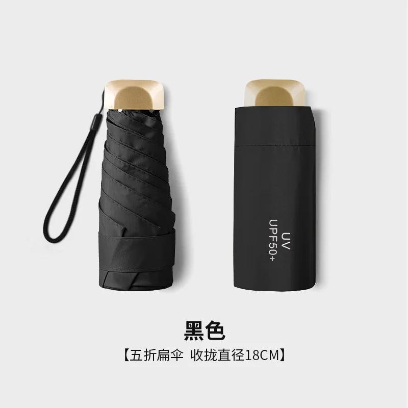 

Мини-зонт от солнца Дорожный зонт Солнцезащитный карманный зонтик Виниловый складной УФ-защита от ультрафиолета Карманный зонт от солнца и дождя чёрный