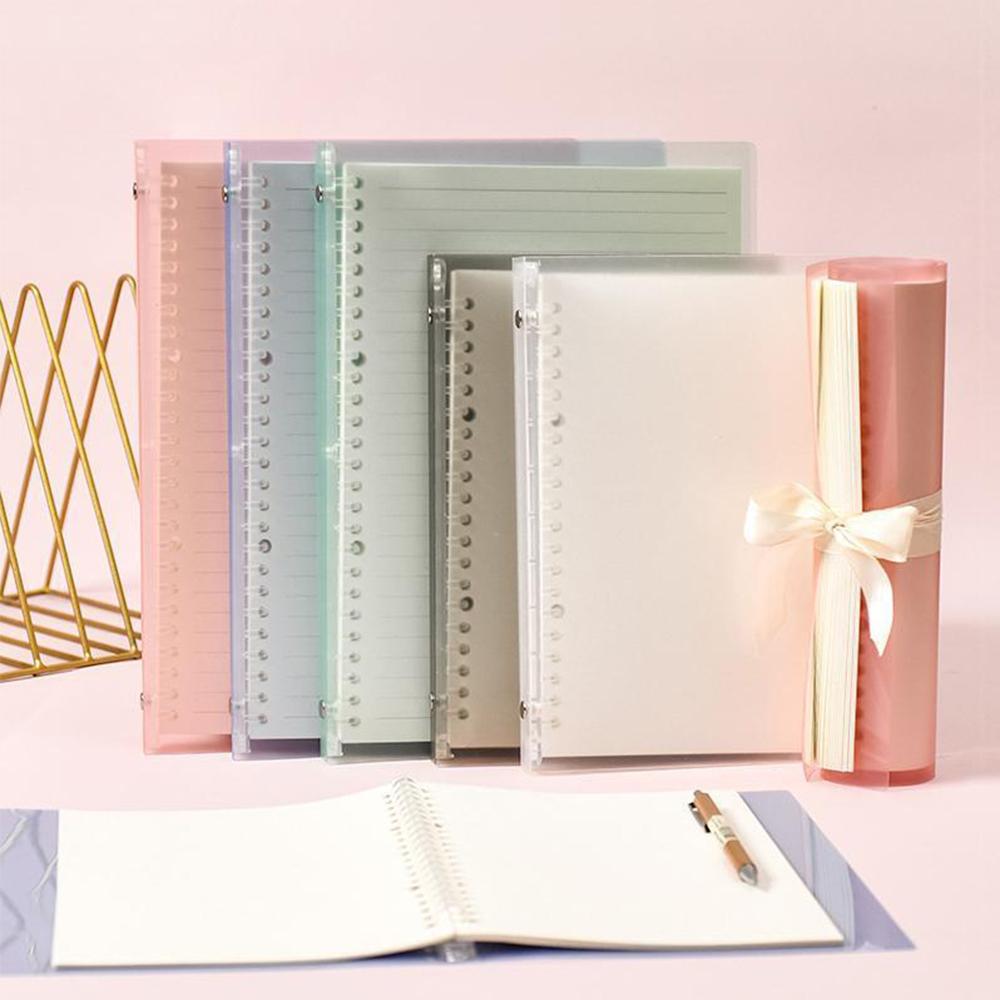 Transparent B5 Refillable Notebook 26 Rings Holes Loose Leaf Binder Flexible Waterproof PP Cover 30 Sheets Ruled Lined Paper Refillable Binder