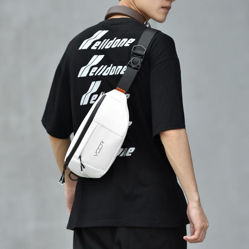 New waterproof leather film breast bag men's trendy outdoor fanny bag casual shoulder chest bag men's messenger bag