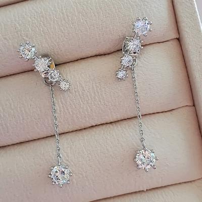Brincos Femininos de Argola de Zircônia com Agulha de Prata 925