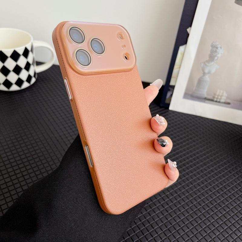 Applicable To Apple 17promax Lychee Leather Mobile Phone Case Comes with Lens Film IPhone 16 Anti Fall Pc Protection Case