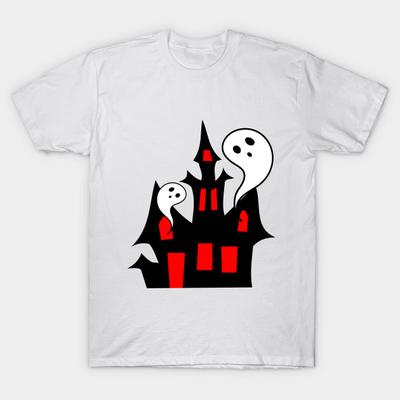 Camiseta Feminina Engraçada Halloween Casa Fantasma Harajuku Estampa Kawaii T-shirt Verão Manga Curta Camiseta Feminina Top Tee