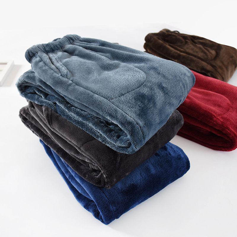 Fleece Warme Dicke Gerade Hohe Taille Pyjama Hosen Bequeme Winter Herren Flanell Hause Hosen Lose Casual