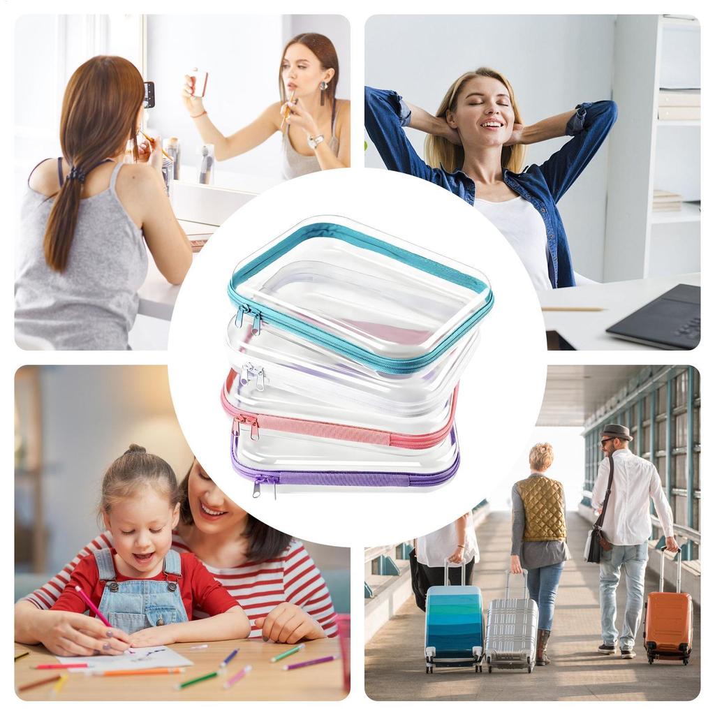 Clear Zipper Bags Clear Pouch Makeup Travel Bags 4 Pieces Storage Containers Toiletry Organizer Pencil Case For Women Travel