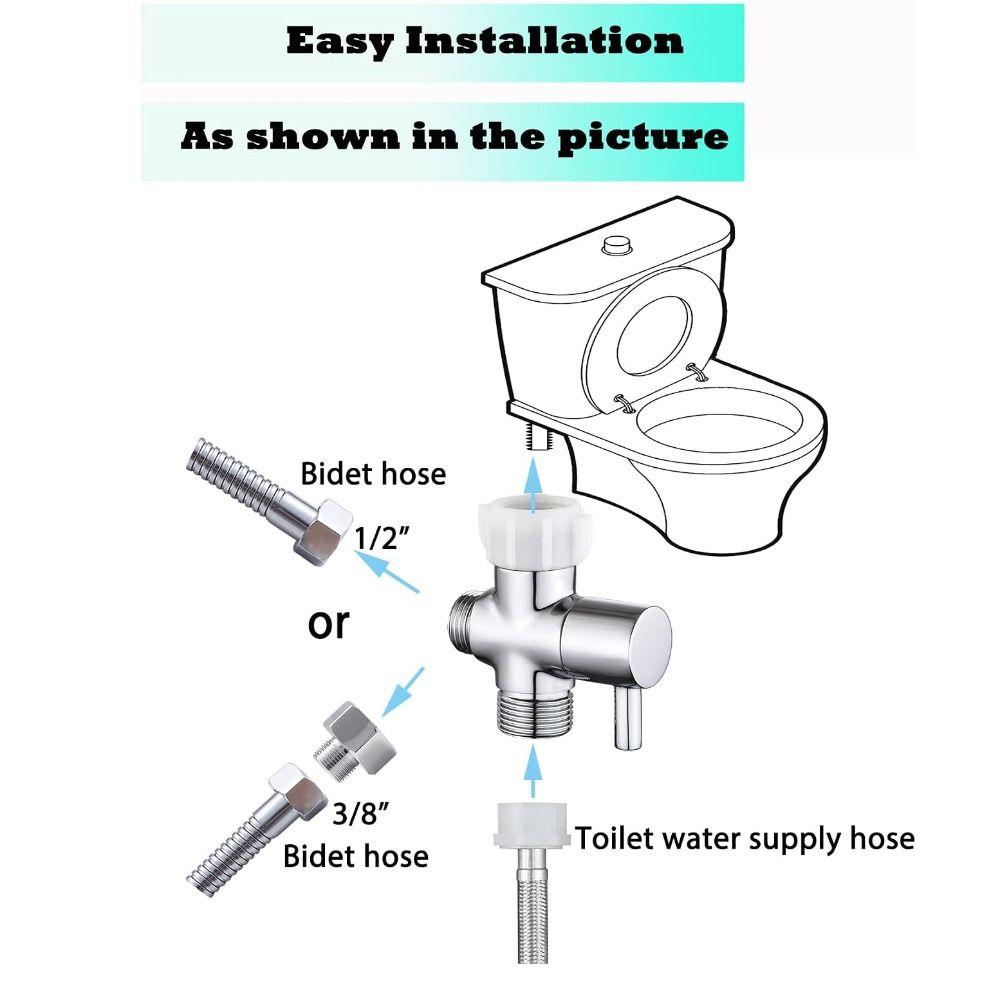 Chrome Finish Bidet T Adapter Solid Brass Tee Connector Premium Brass T Adapter  Handheld Toilet