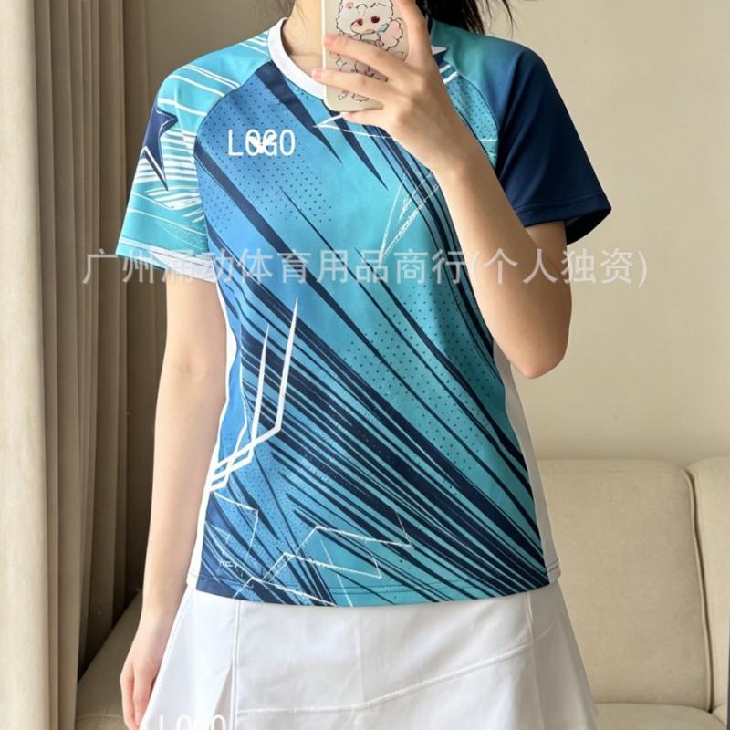 Quick-Dry Badminton Shirt Men Women Short Sleeve Custom Print Team Sports Uniform
