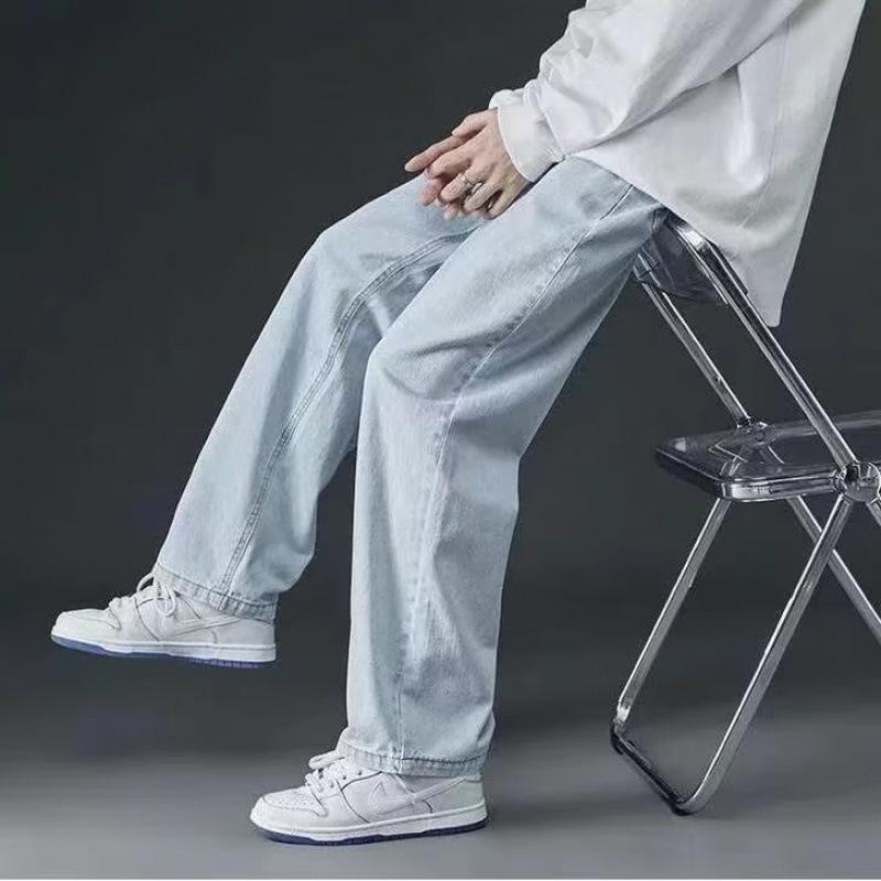 

Мужские универсальные джинсы широкого кроя: 2023 Весенние Повседневные Свободные Прямые Брюки S светло-синий