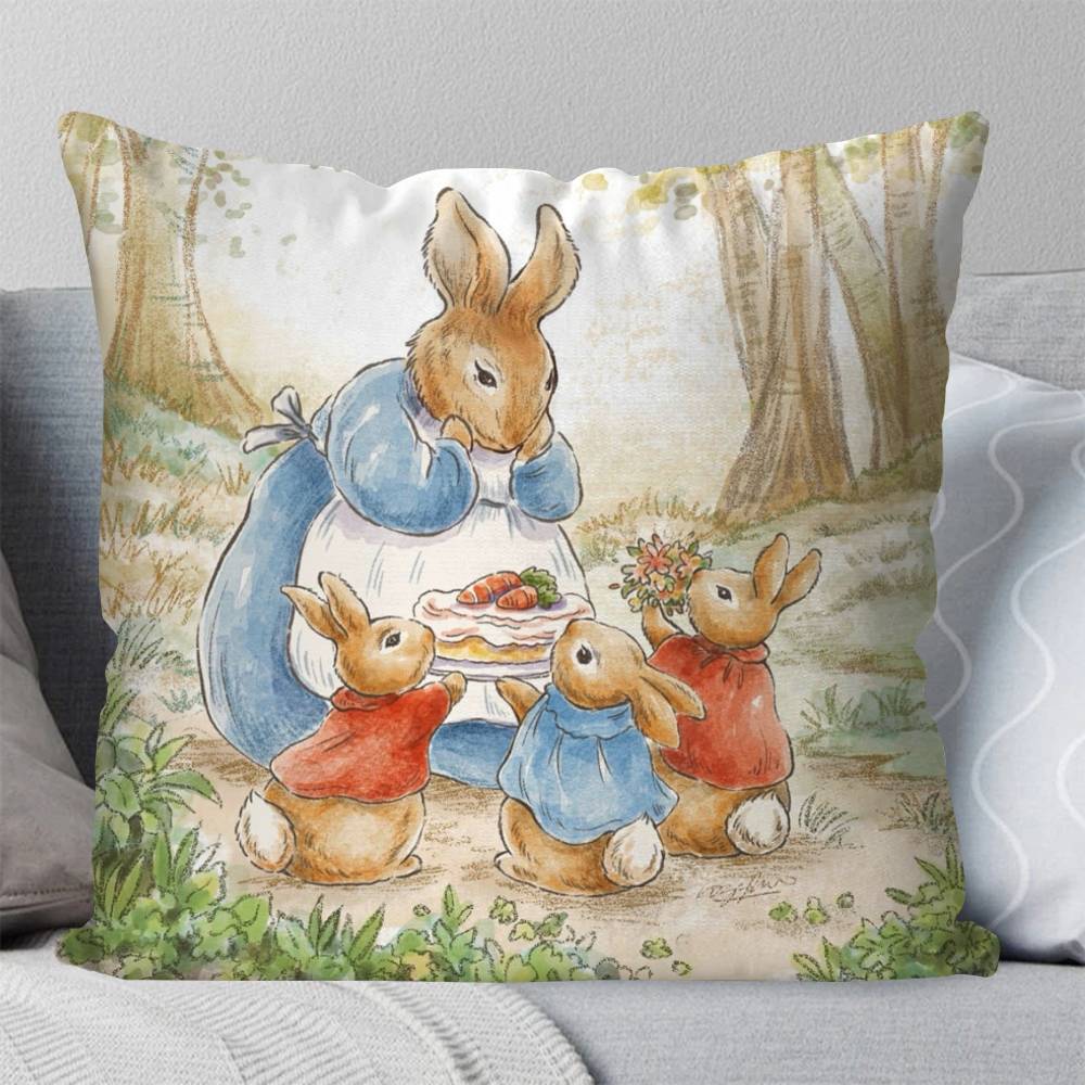 Novel By PPeter Rabbit Pillow Case Fashion Square Pillowcase Bedroom Sofa Room Ins Decoration Leisure