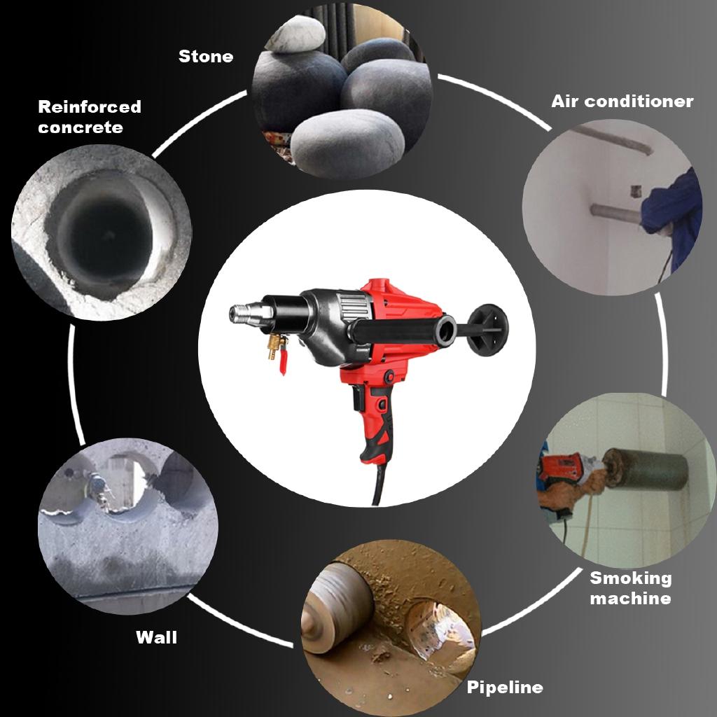 1600W Hand Held Diamond Concrete Drill Machine Set Wet Drilling Powerful Concrete Core Drill Machine Power Tool