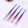 Tweezers For Eyelash Extension Colorful Stainless Steel Superhard Tweezers High Precision Anti-Static Makeup Tweezers