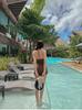 Contrast V-Neck Halterneck Jumpsuit & Slimming Two-Piece Swimsuit Set